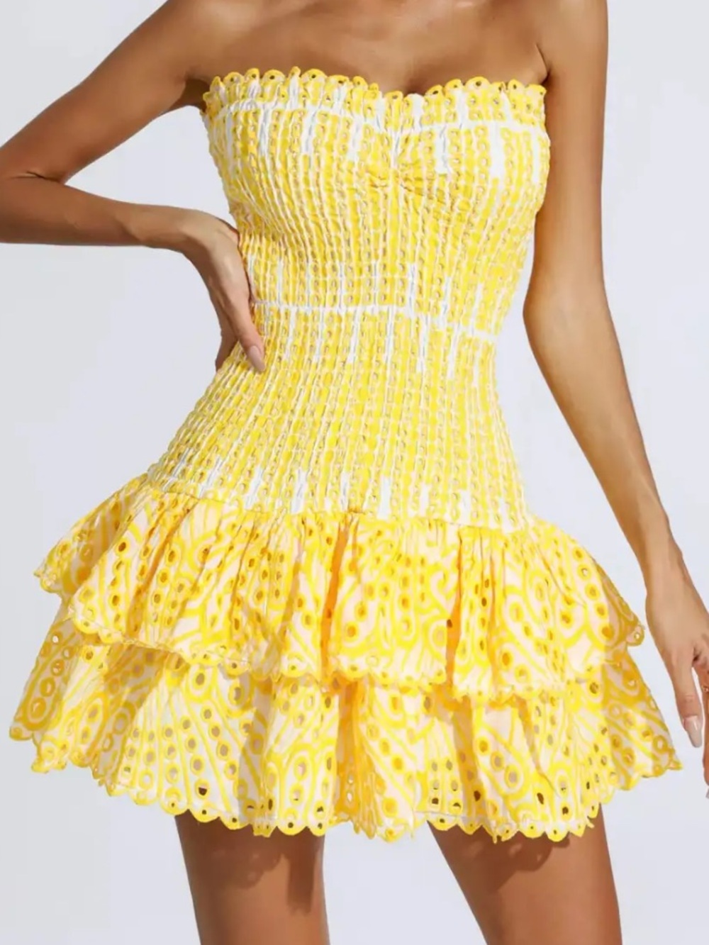 Catchall Rosemary Yellow Ruffle Mini Dress size large NWT